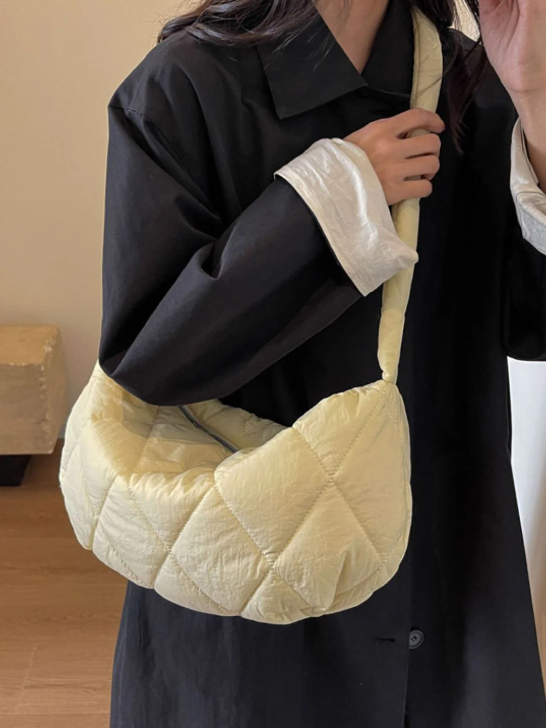 Quilted Polyester Crossbody Bag - Image 8