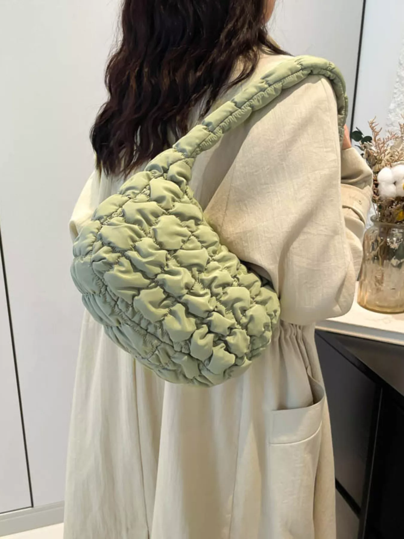 Quilted Ruched Shoulder Bag - Image 15