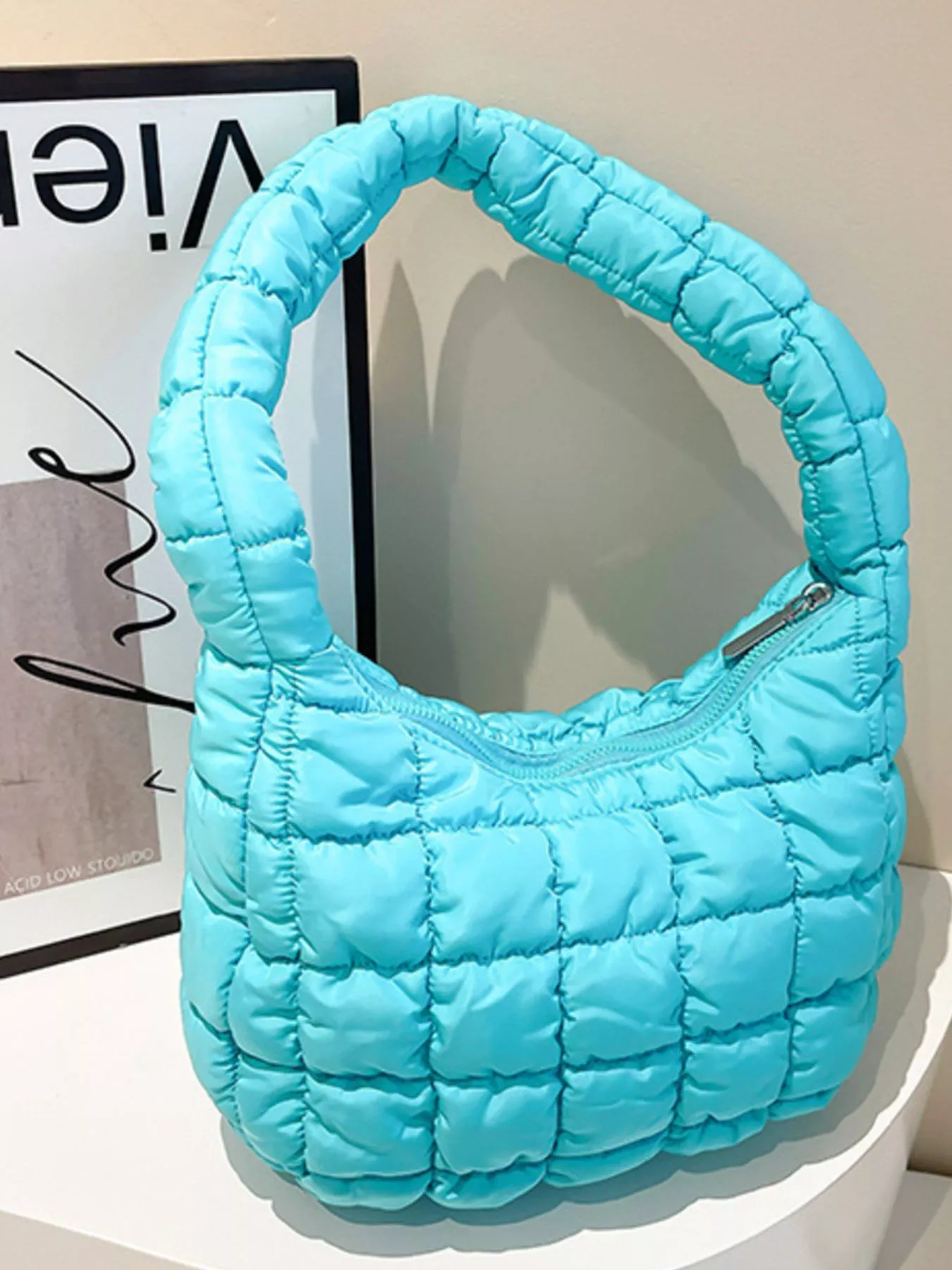 Quilted Ruched Shoulder Bag - Image 7
