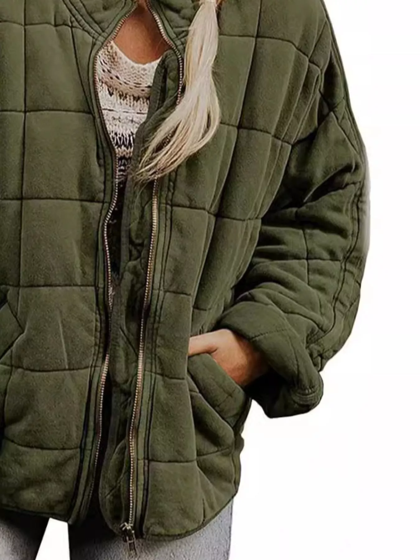 Quilted Zip Up Outerwear - Image 3