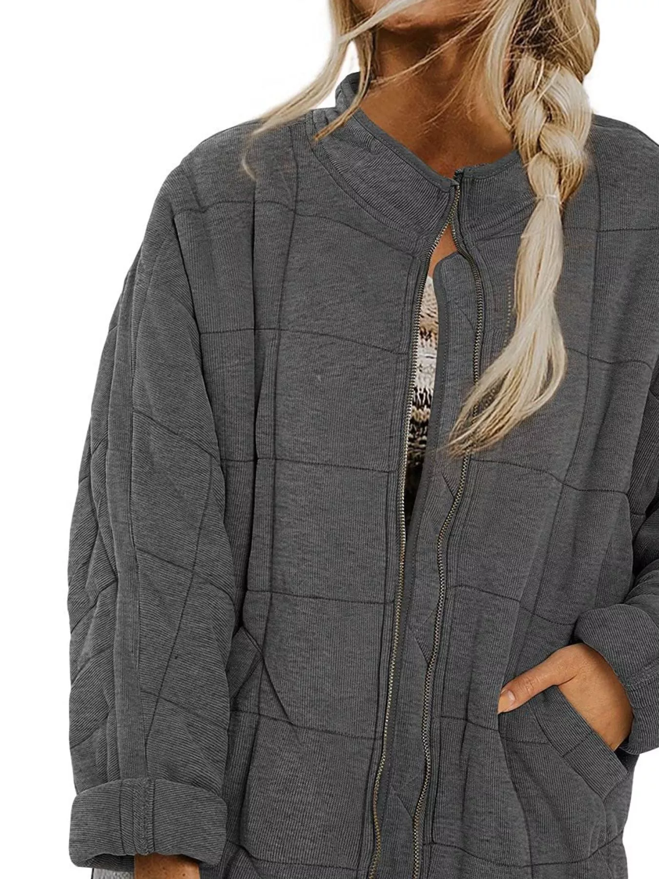 Quilted Zip Up Outerwear - Image 35