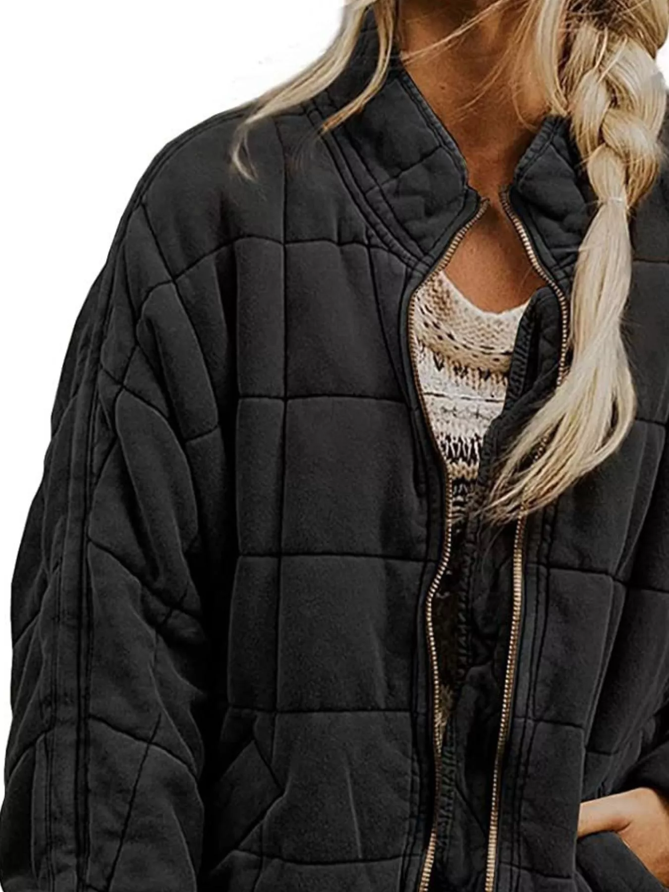Quilted Zip Up Outerwear - Image 6