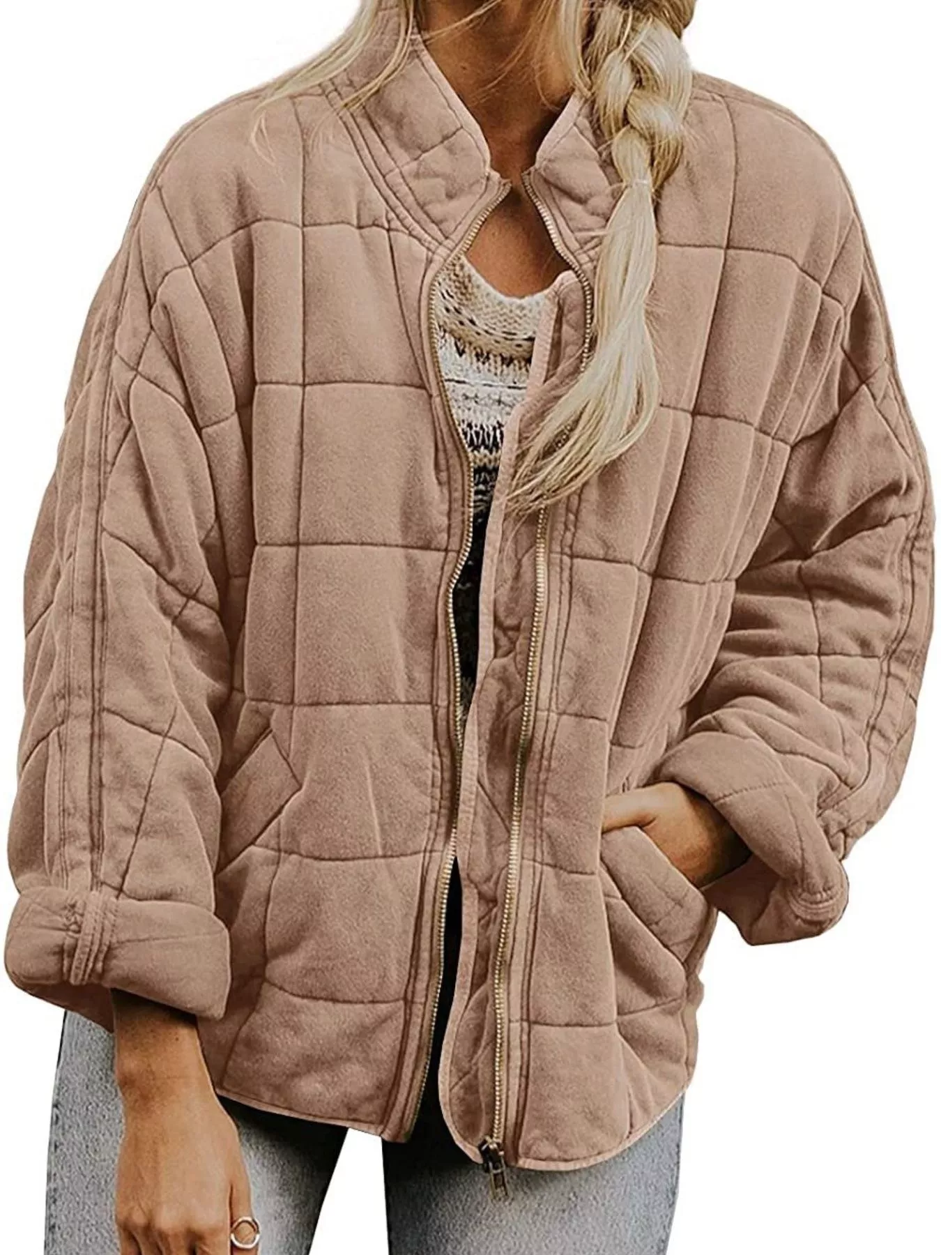 Quilted Zip Up Outerwear - Image 7