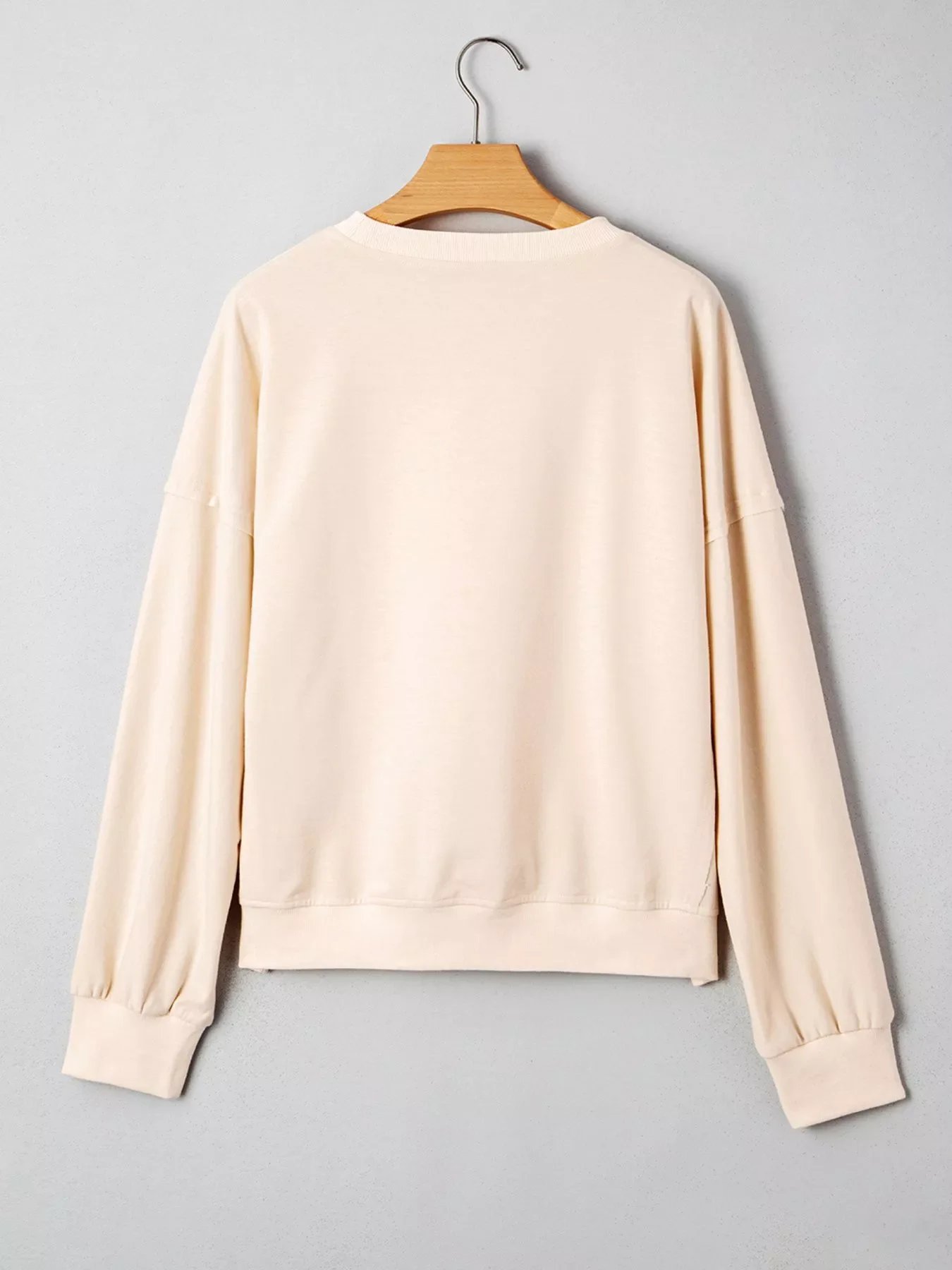 Raw Edge Flower Patch Drop Shoulder Casual Top - Image 7
