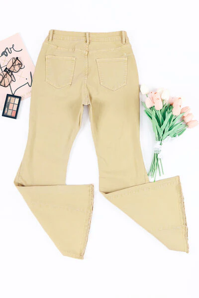 Raw Edge Mid Waist Flared Jeans - Image 8