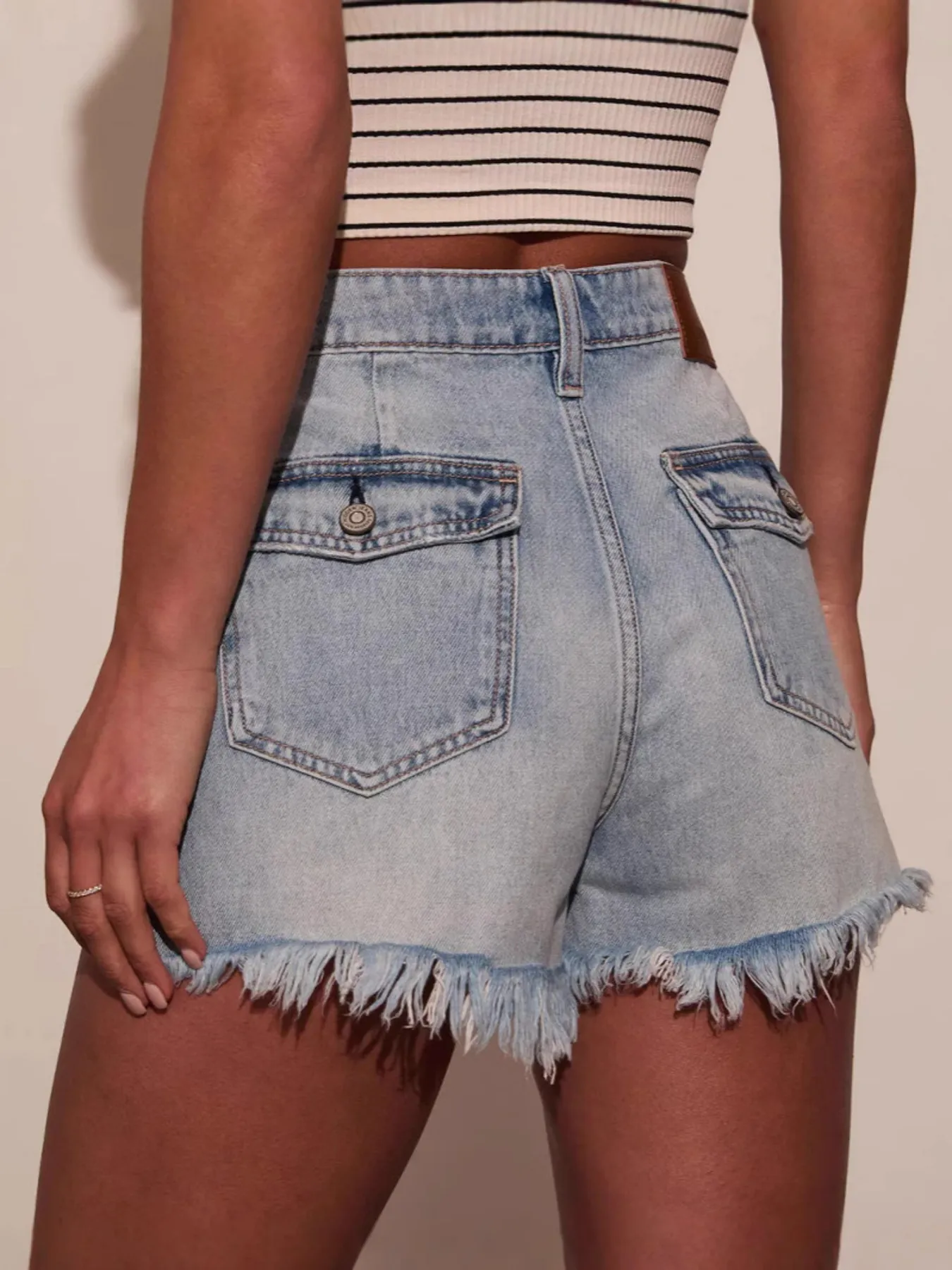Raw Hem Denim Shorts - Image 2