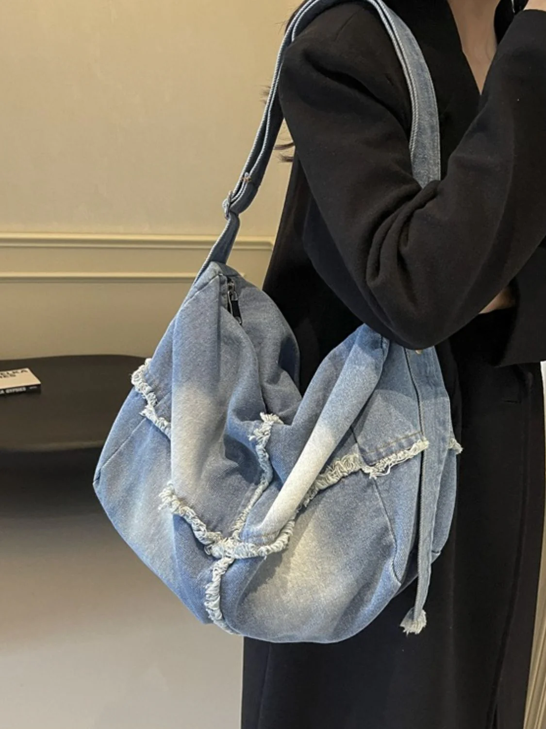 Raw Hem Gradient Crossbody Bag - Image 11