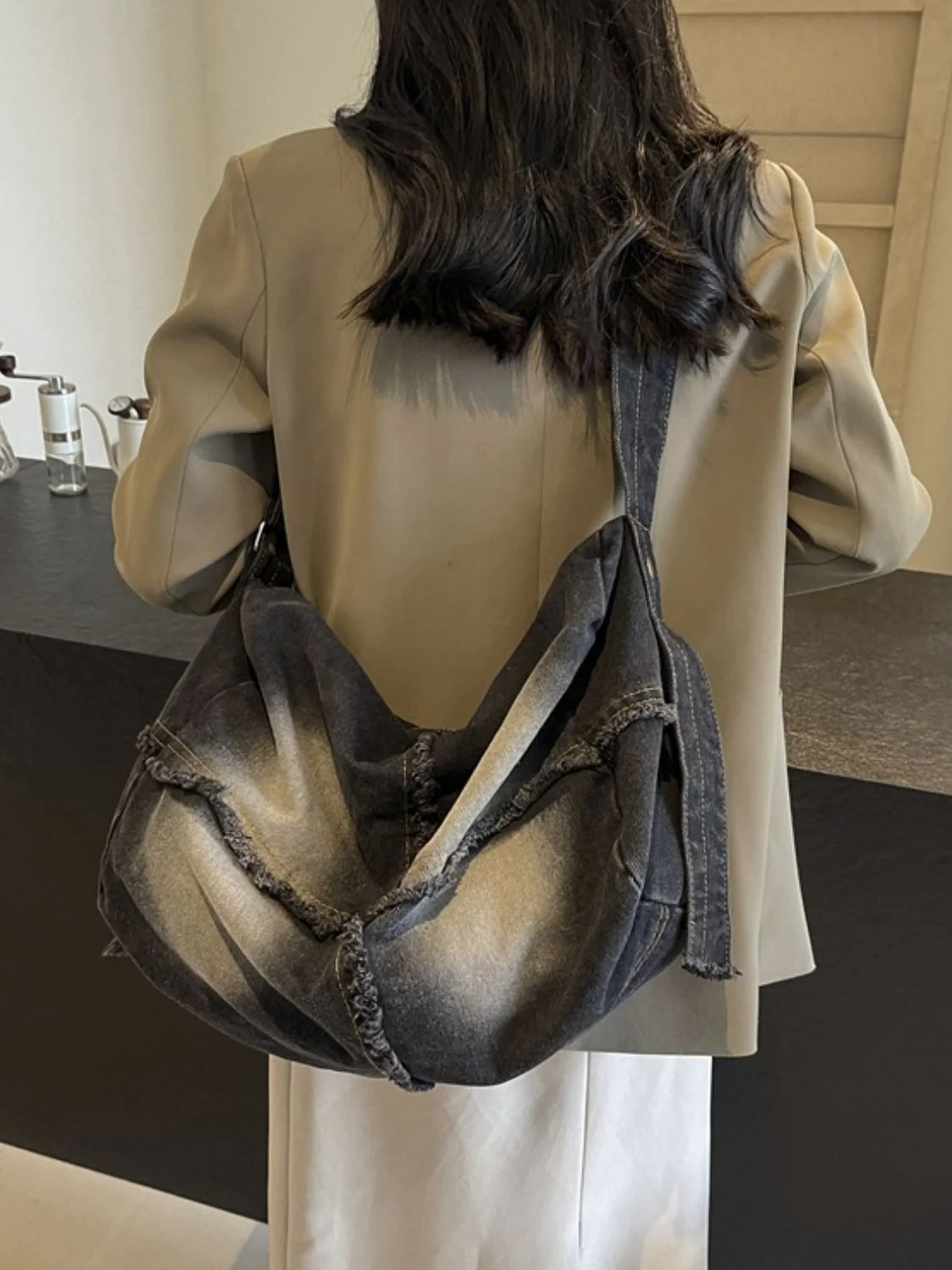 Raw Hem Gradient Crossbody Bag - Image 3