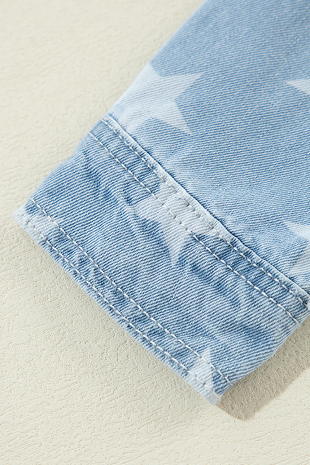 Raw Hem Star Collared Neck Denim Top - Image 13