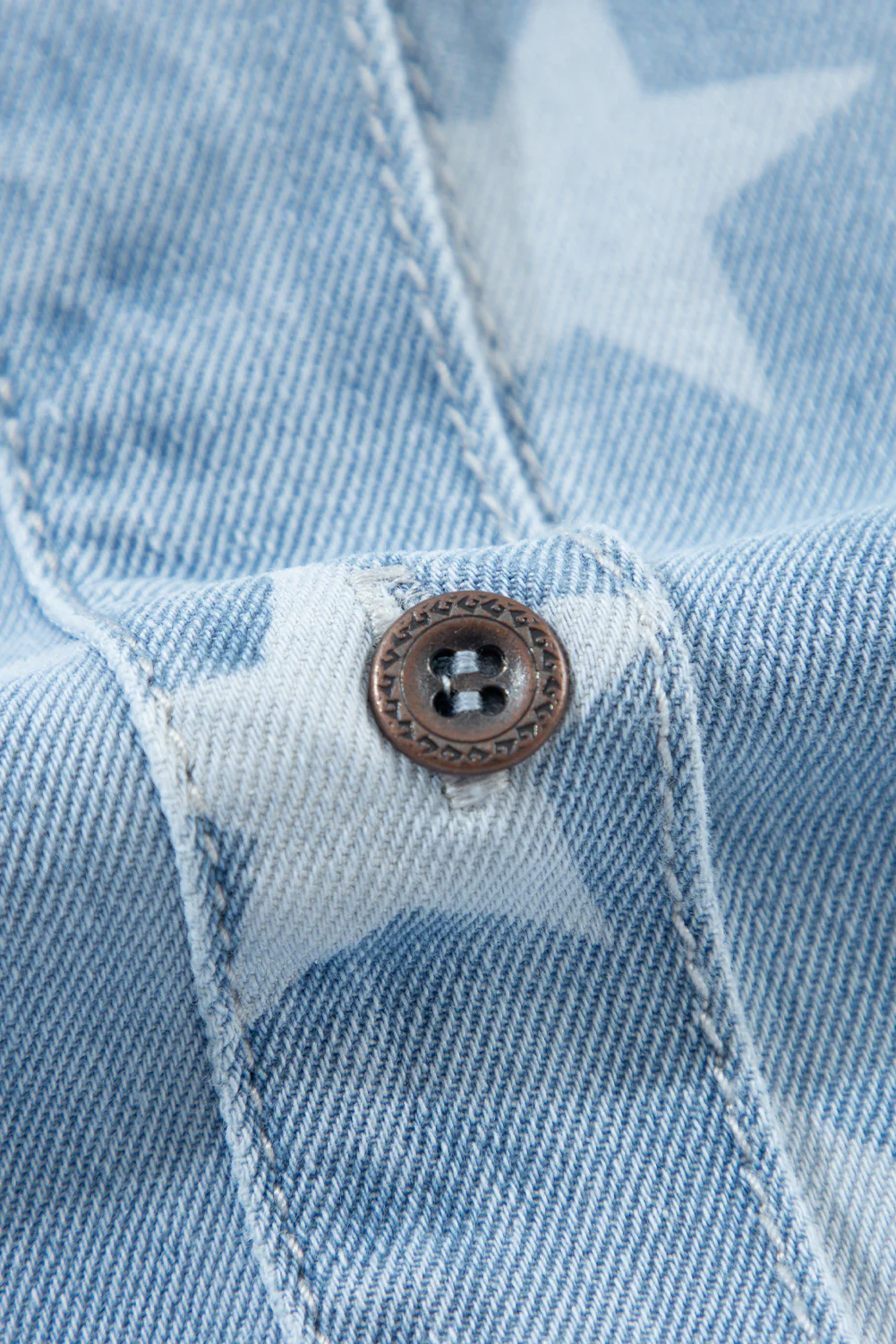 Raw Hem Star Collared Neck Denim Top - Image 14
