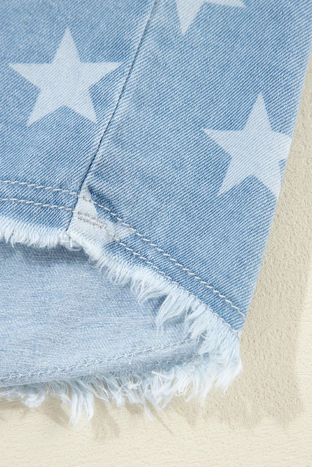 Raw Hem Star Collared Neck Denim Top - Image 15