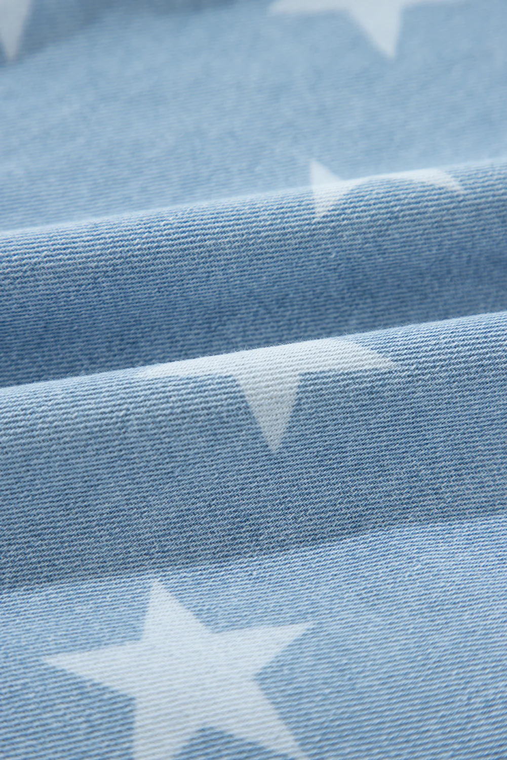 Raw Hem Star Collared Neck Denim Top - Image 16