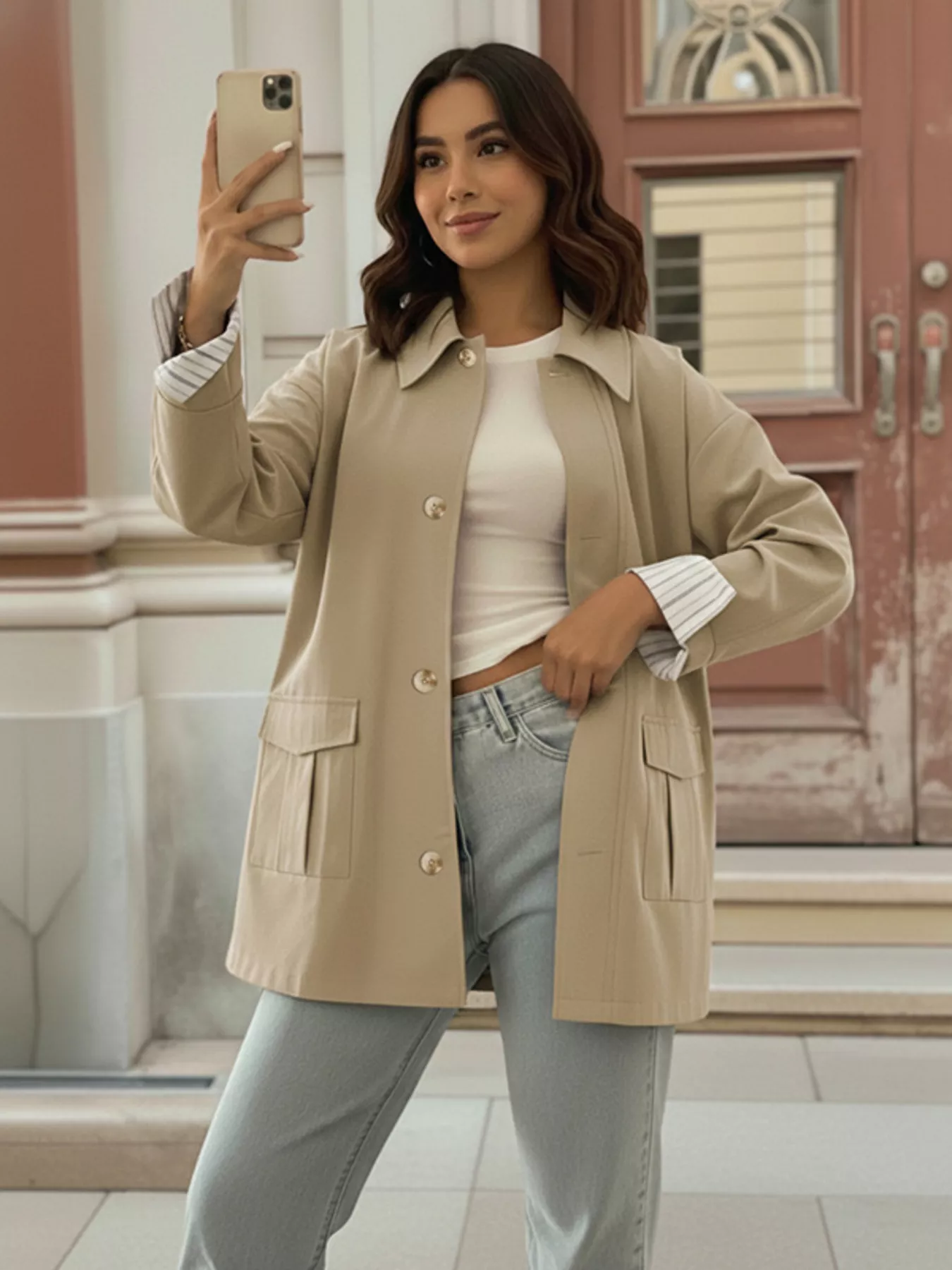 Relaxed Fit Button Up Shacket - Image 4