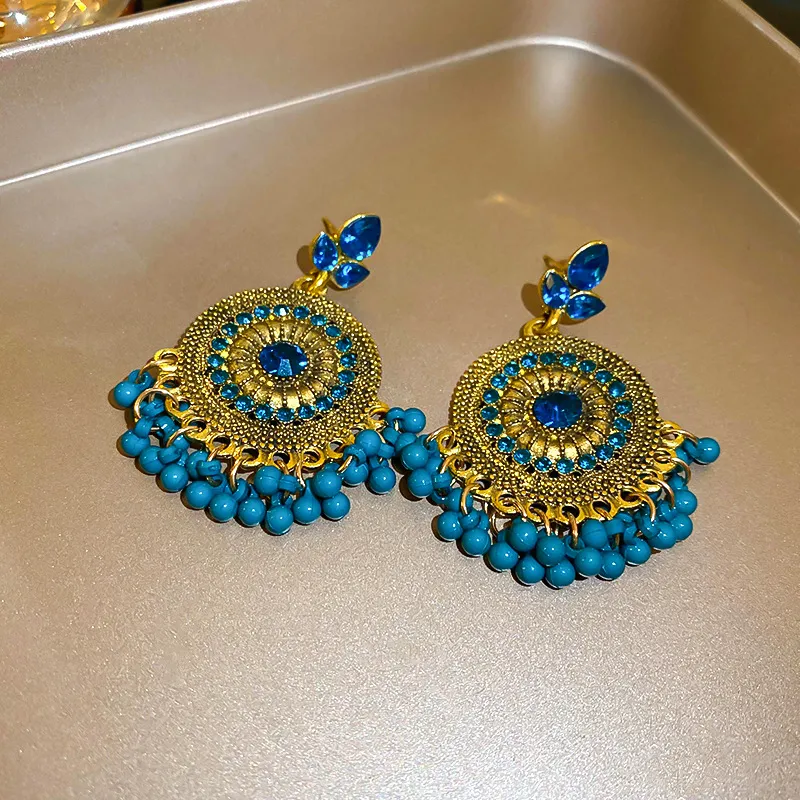 Rhinestone Alloy Bead Dangle Earrings - Image 5