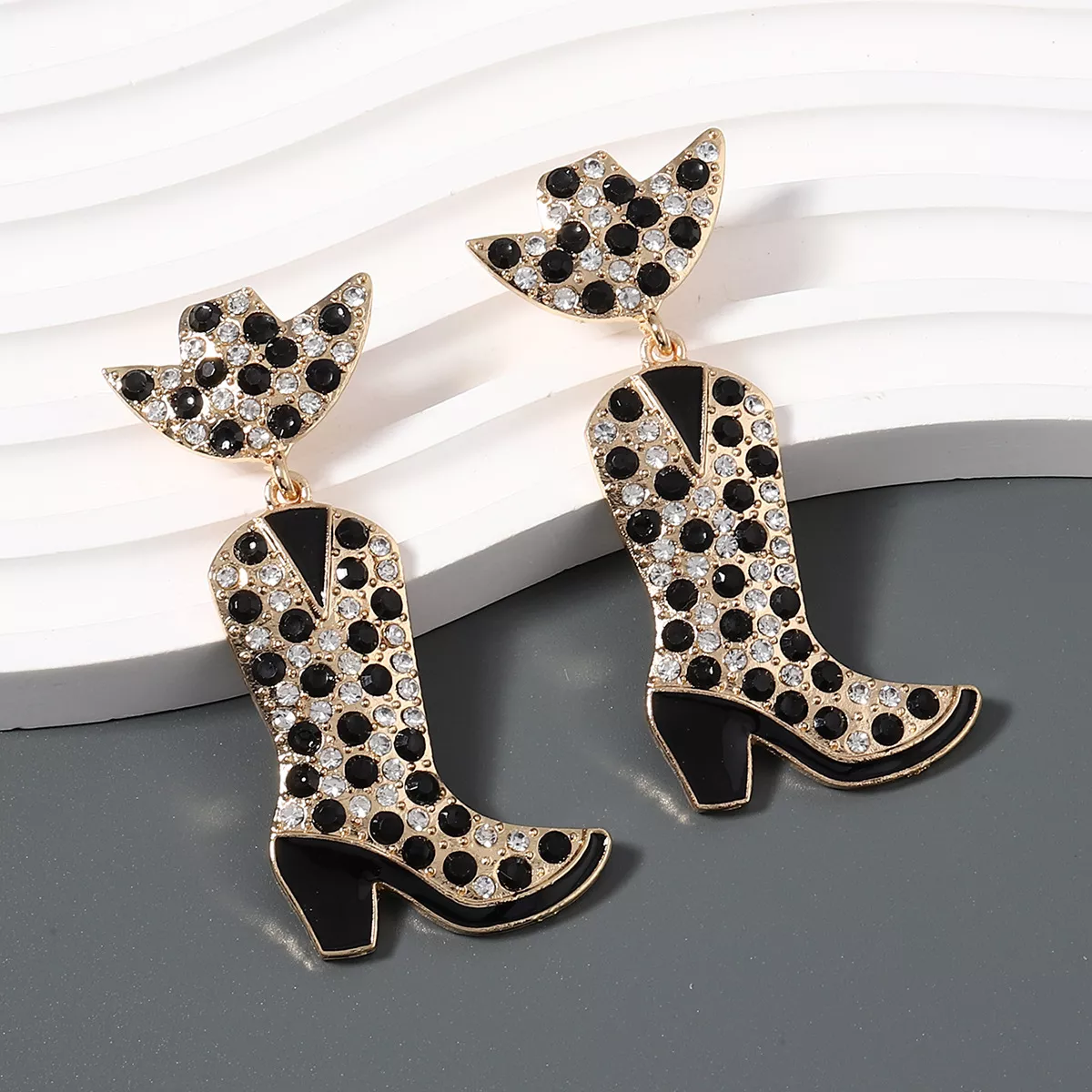 Rhinestone Cowboy Boot Dangle Earrings - Image 12