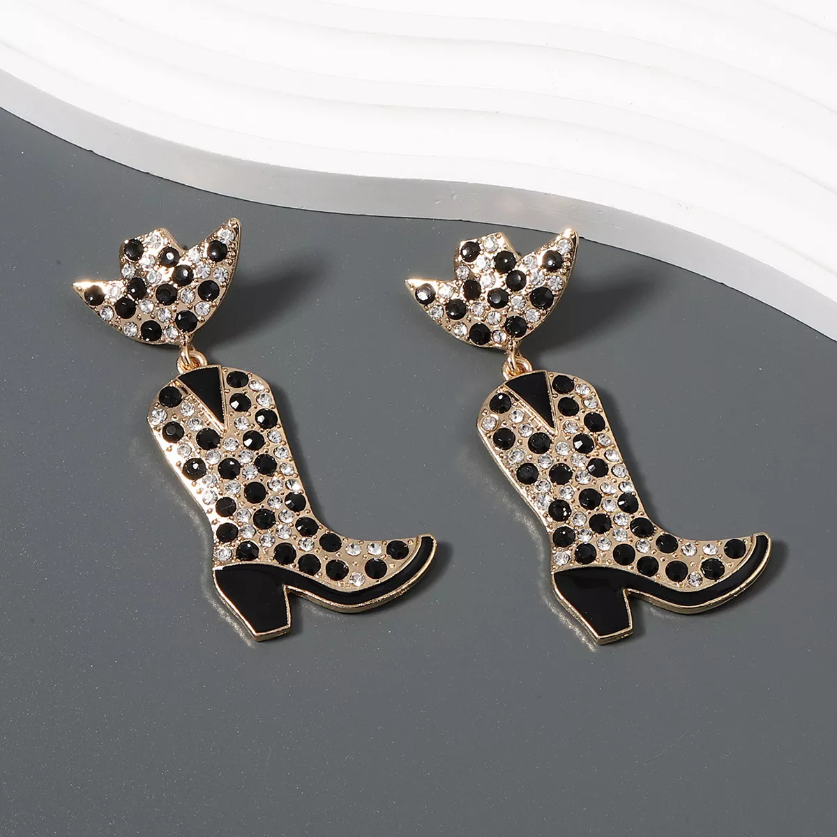 Rhinestone Cowboy Boot Dangle Earrings - Image 13