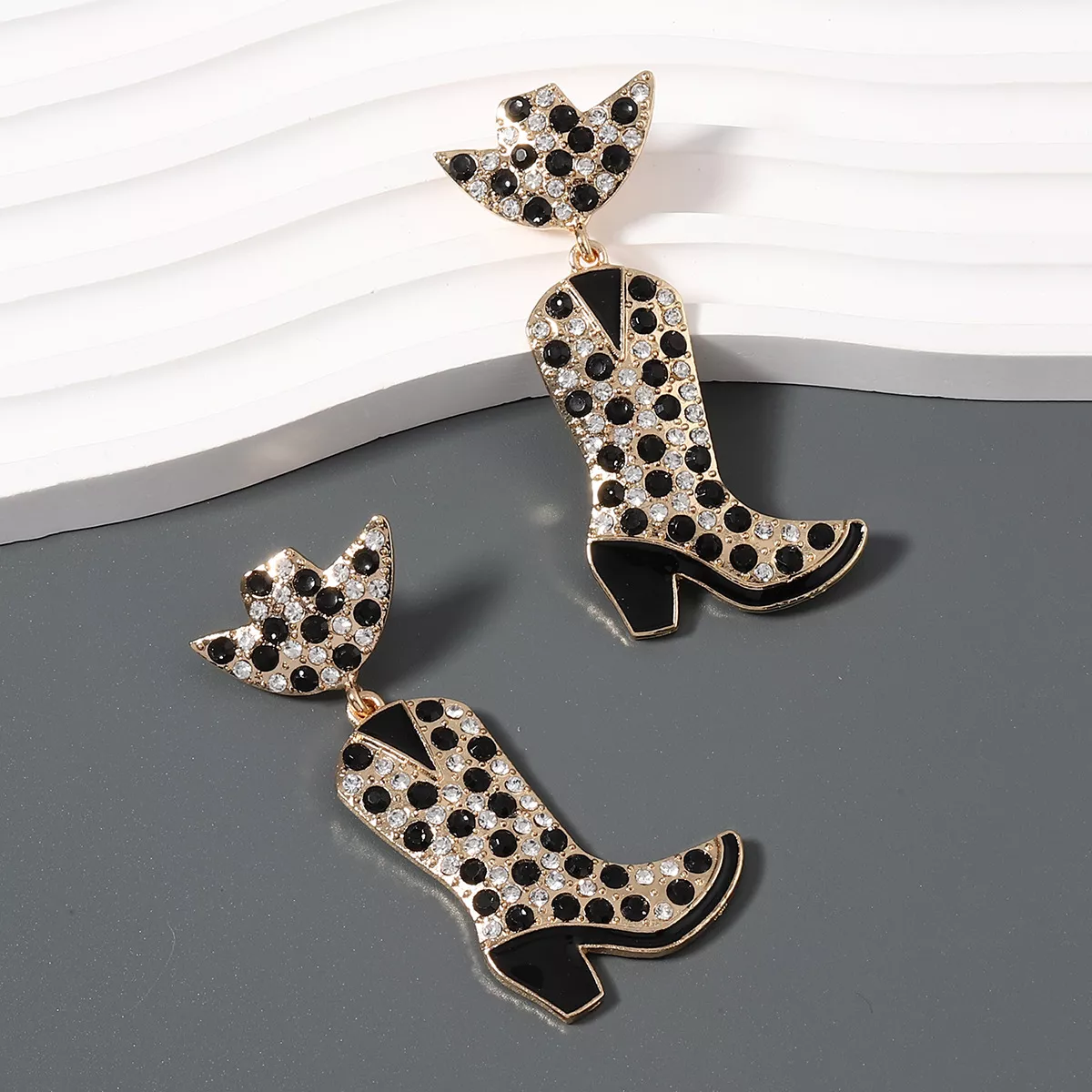 Rhinestone Cowboy Boot Dangle Earrings - Image 14