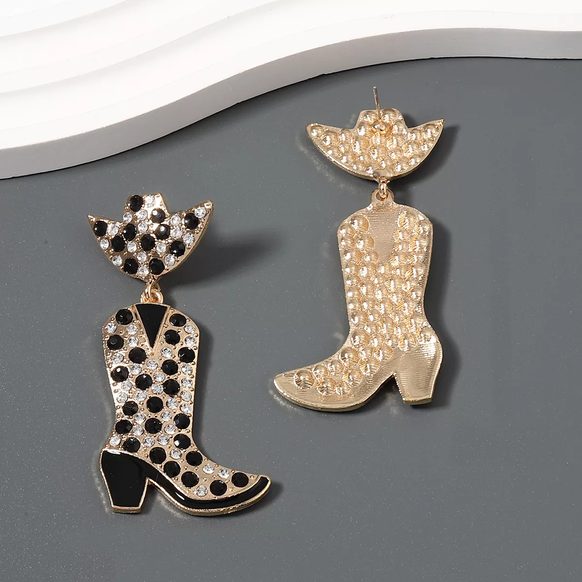 Rhinestone Cowboy Boot Dangle Earrings - Image 15
