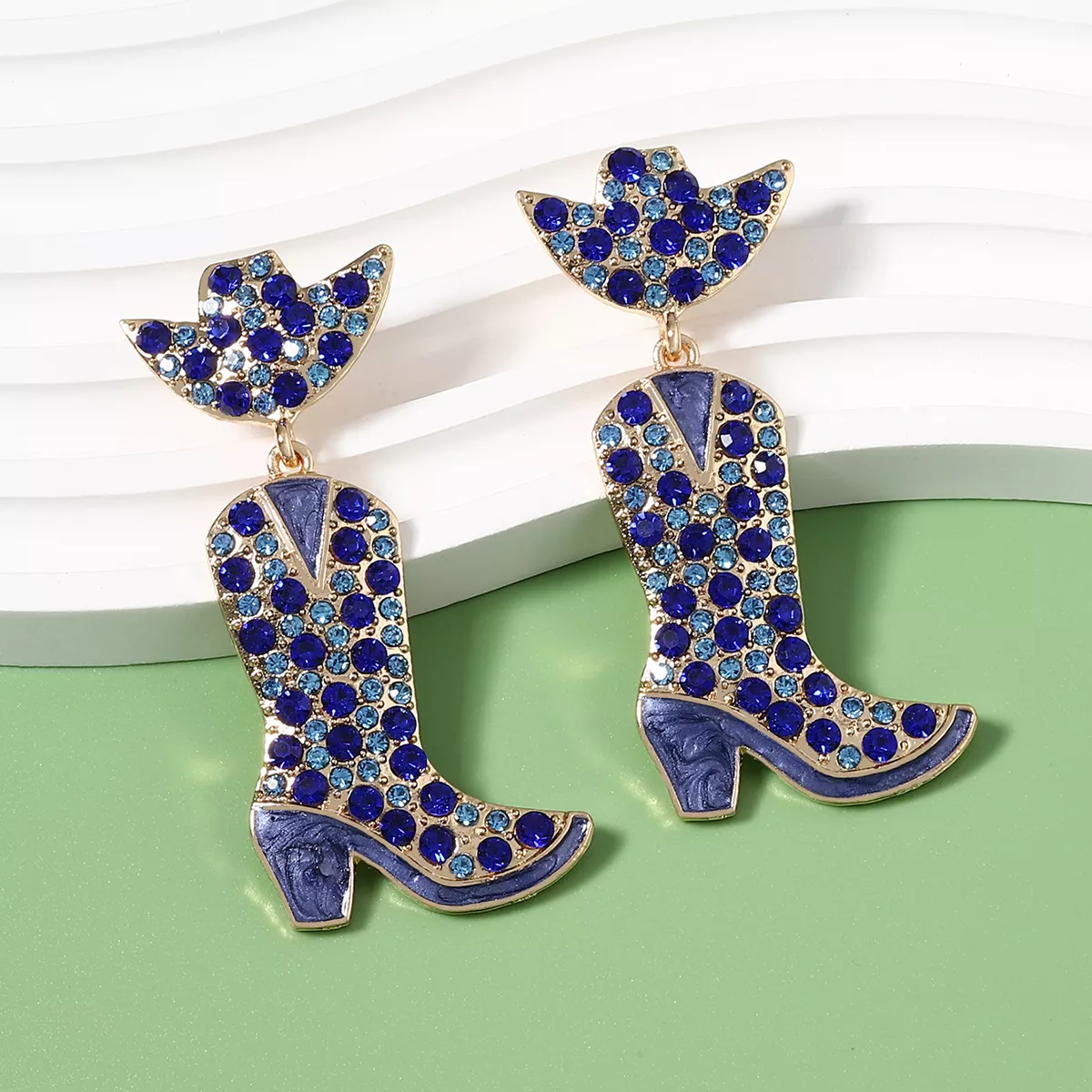 Rhinestone Cowboy Boot Dangle Earrings - Image 6