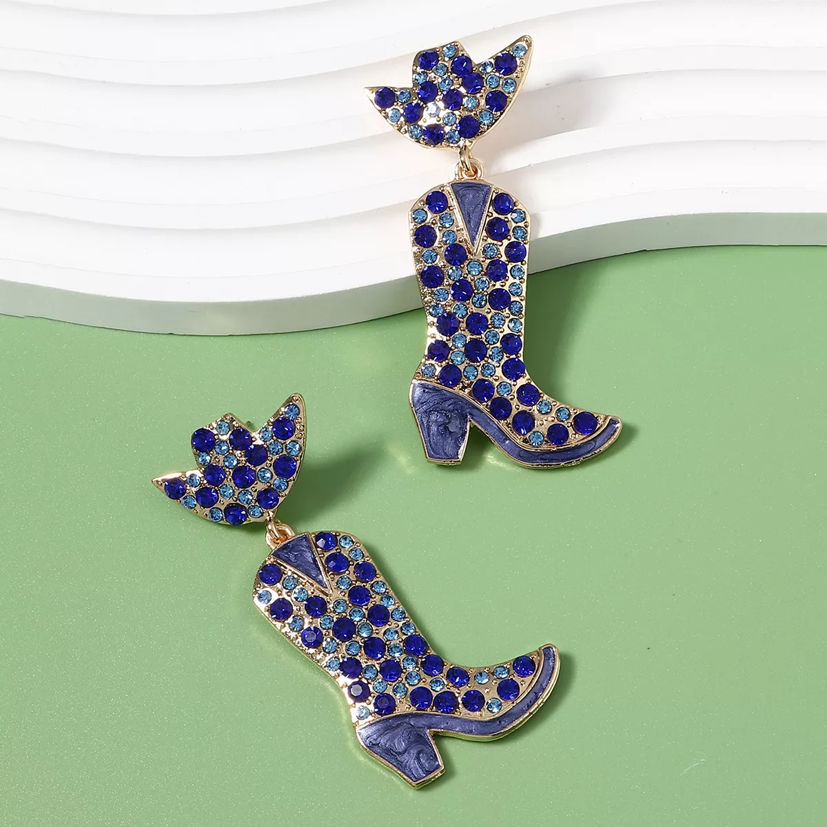 Rhinestone Cowboy Boot Dangle Earrings - Image 7