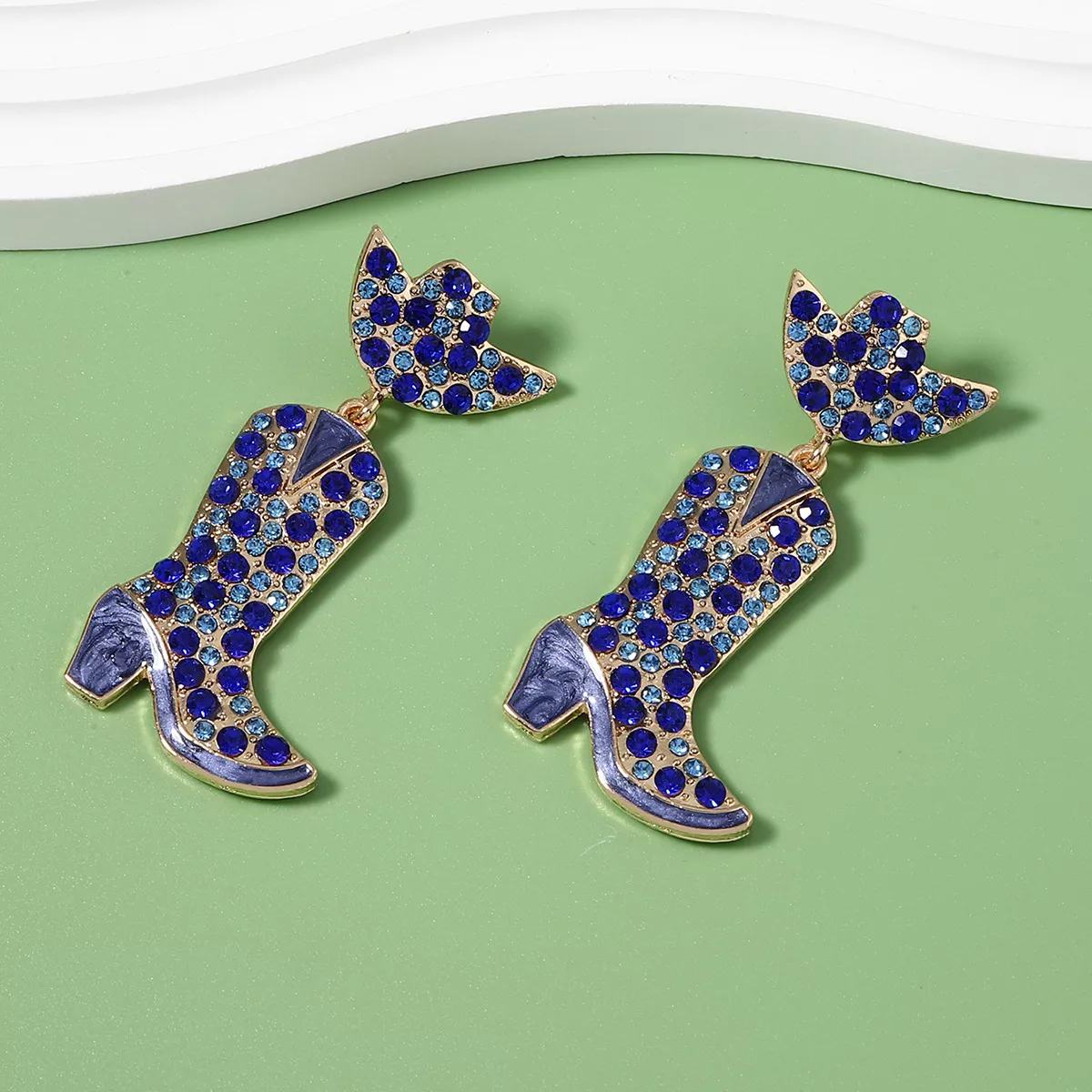 Rhinestone Cowboy Boot Dangle Earrings - Image 8