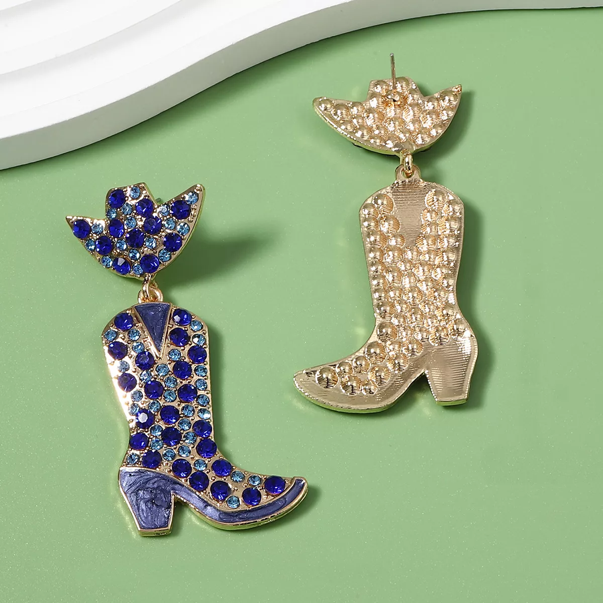Rhinestone Cowboy Boot Dangle Earrings - Image 9