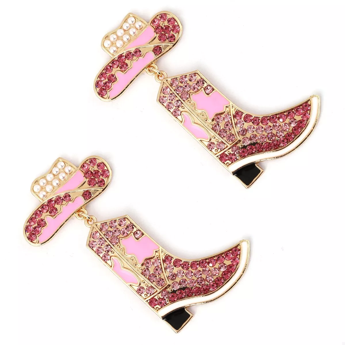 Rhinestone Cowboy Boot Dangle Earrings - Image 3
