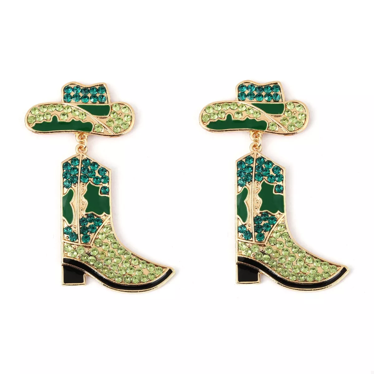 Rhinestone Cowboy Boot Dangle Earrings - Image 4
