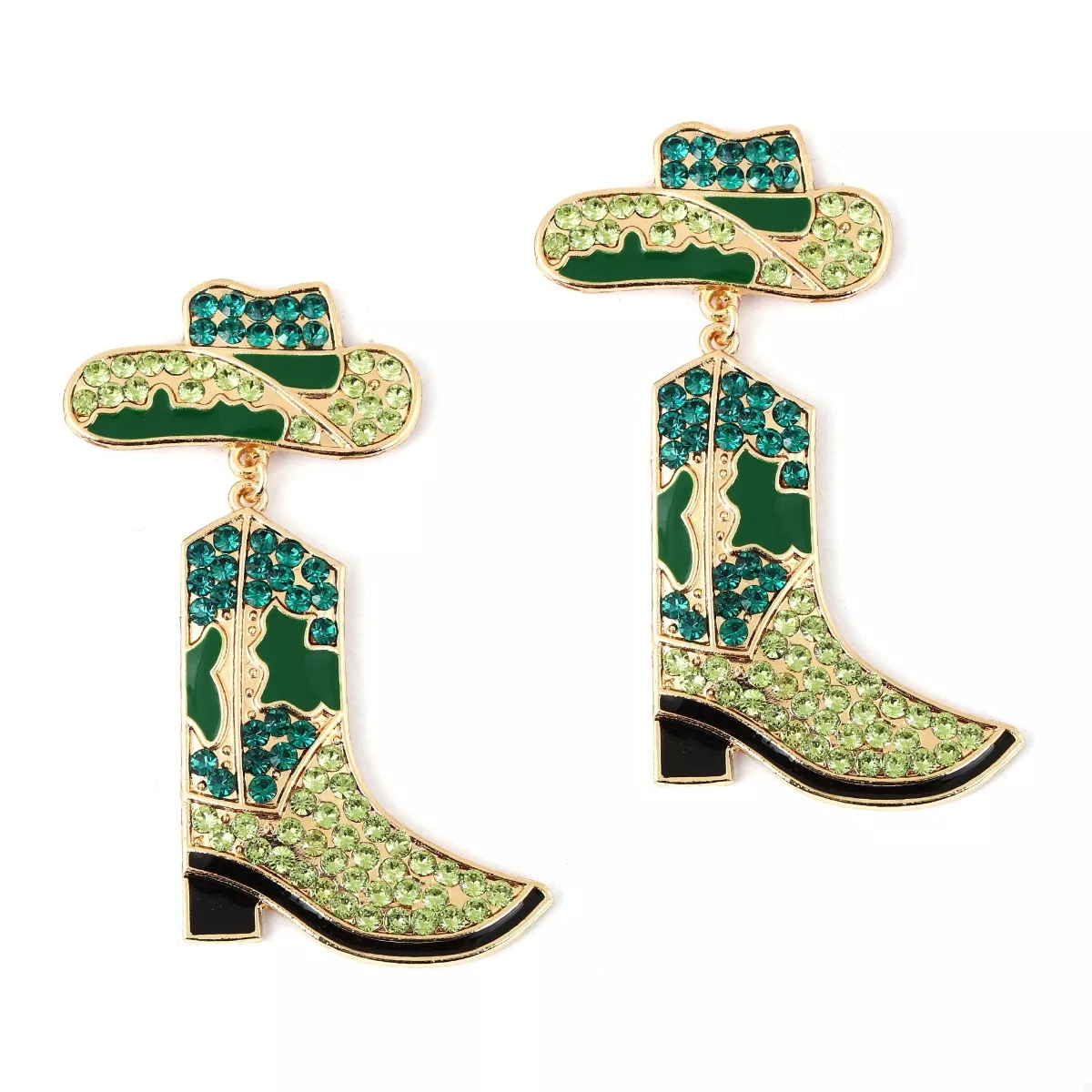 Rhinestone Cowboy Boot Dangle Earrings - Image 5