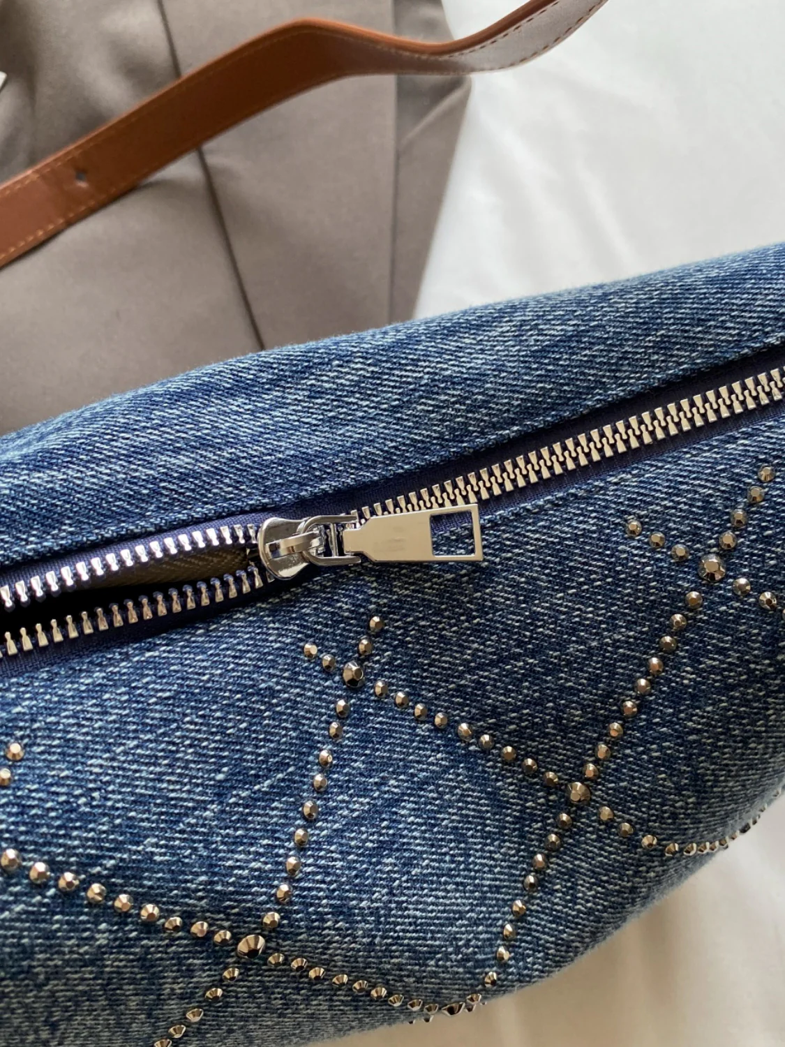Rhinestone Denim Shoulder Bag - Image 6