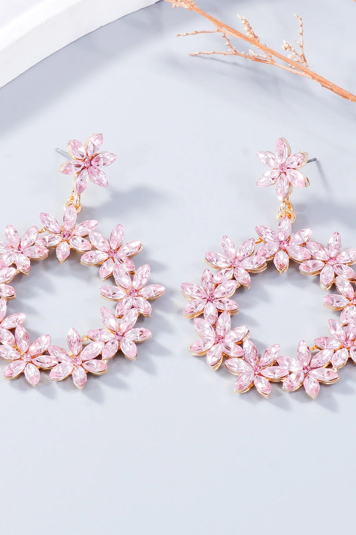 Rhinestone Flower Dangle Earrings - Image 12