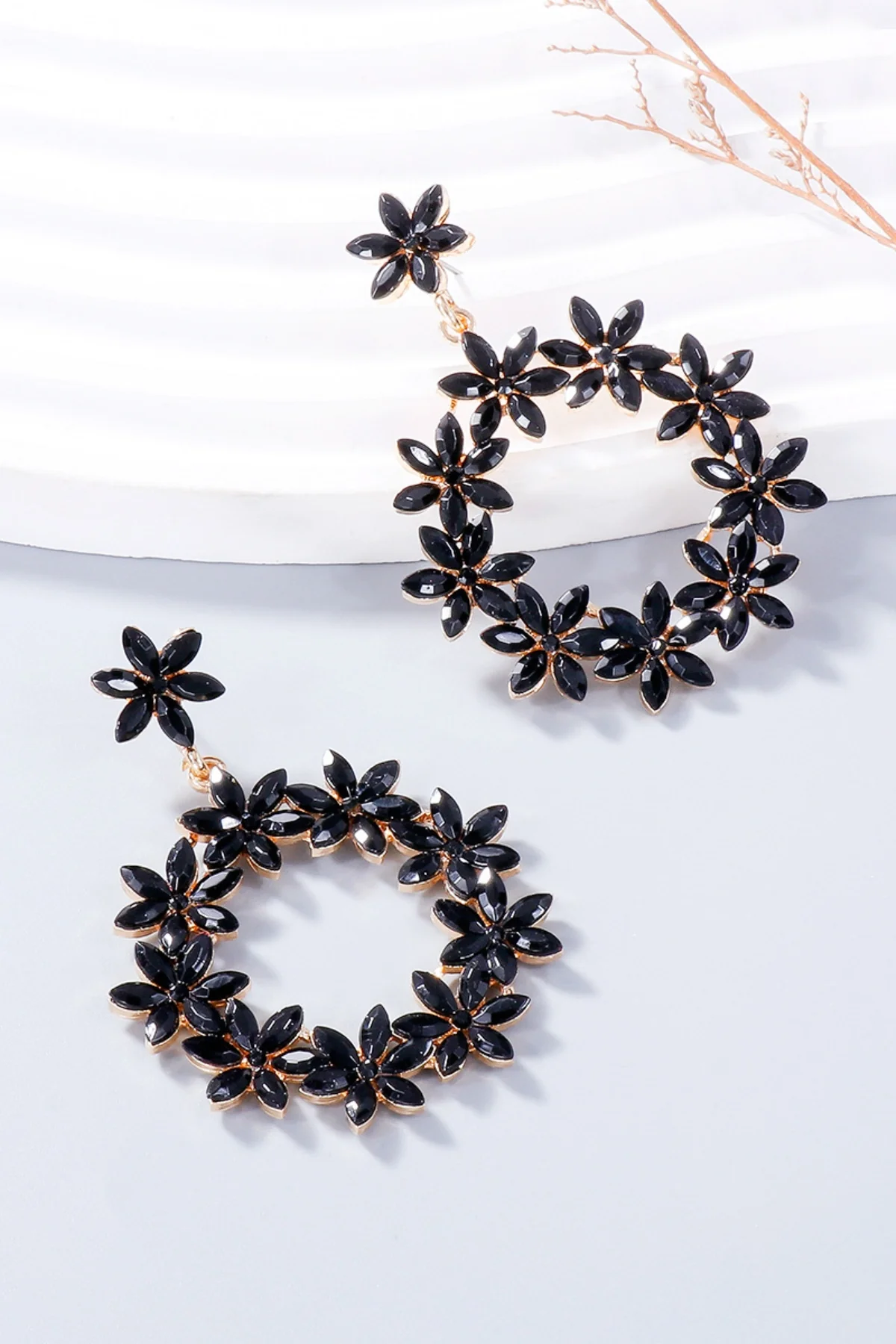 Rhinestone Flower Dangle Earrings - Image 13