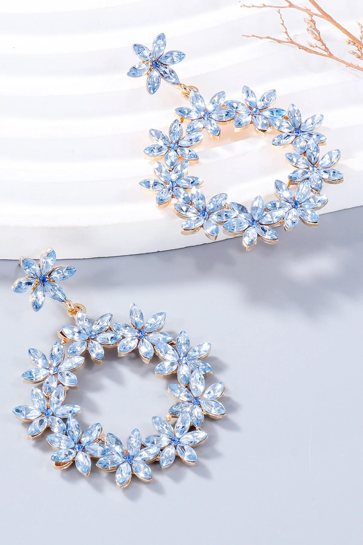 Rhinestone Flower Dangle Earrings - Image 14