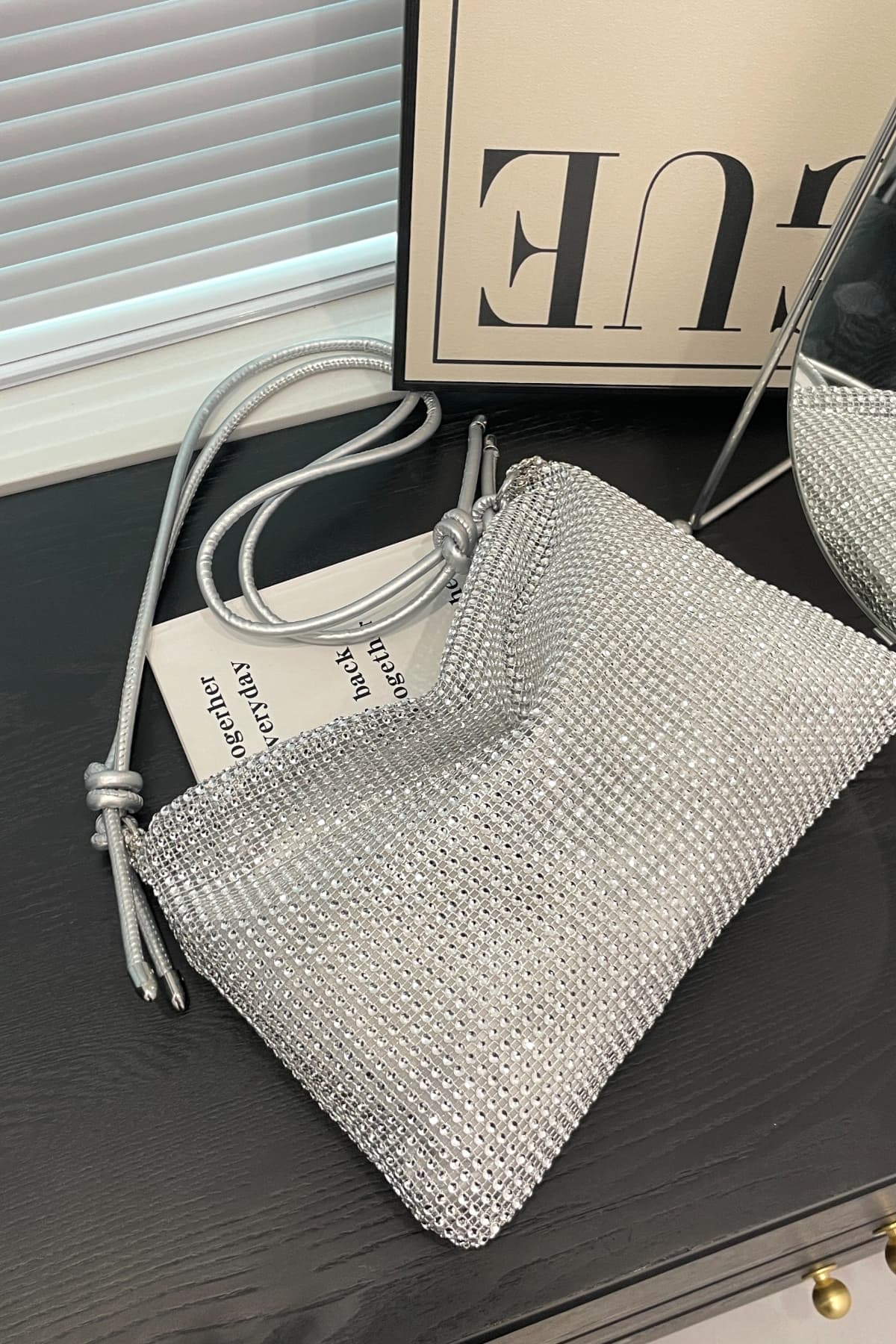 Rhinestone Knotted Strap Crossbody Bag - Image 13
