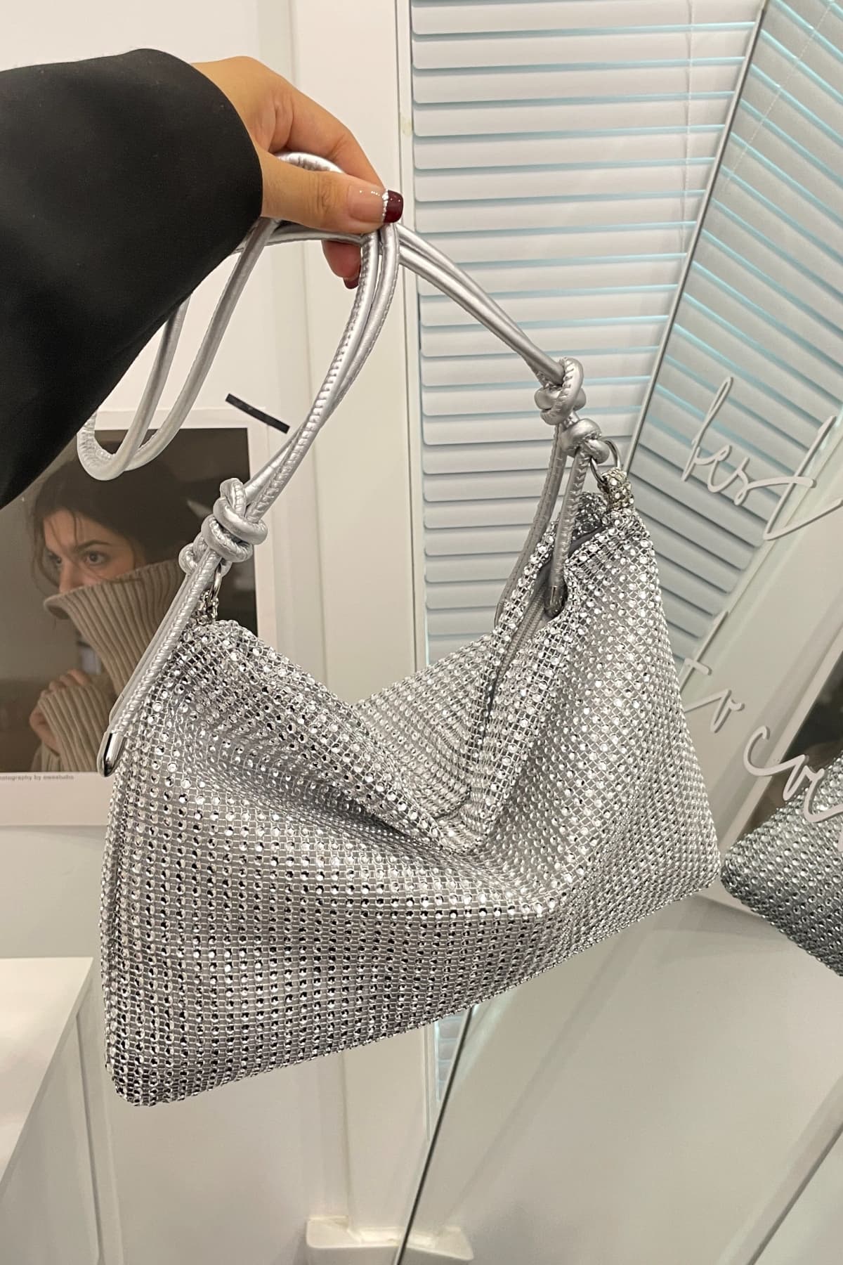 Rhinestone Knotted Strap Crossbody Bag - Image 15