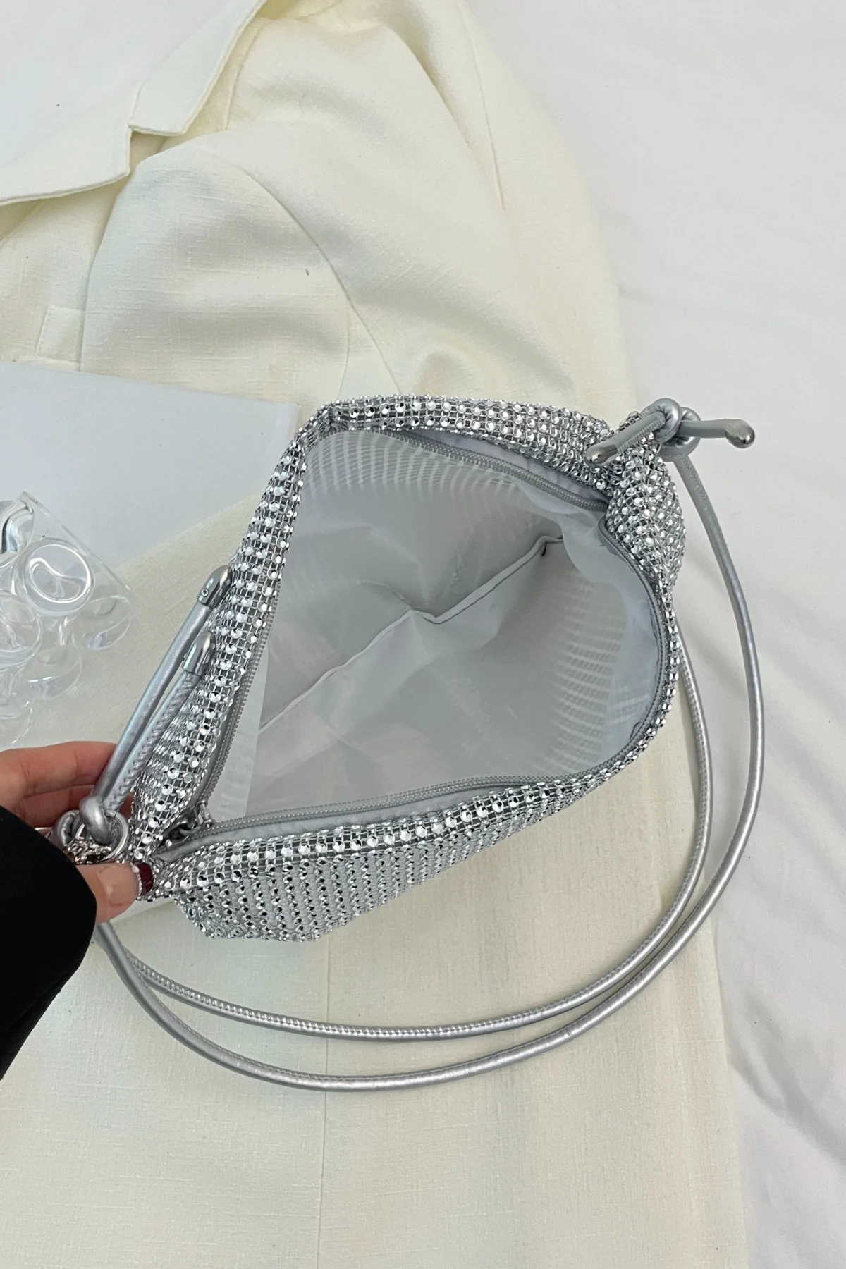 Rhinestone Knotted Strap Crossbody Bag - Image 16
