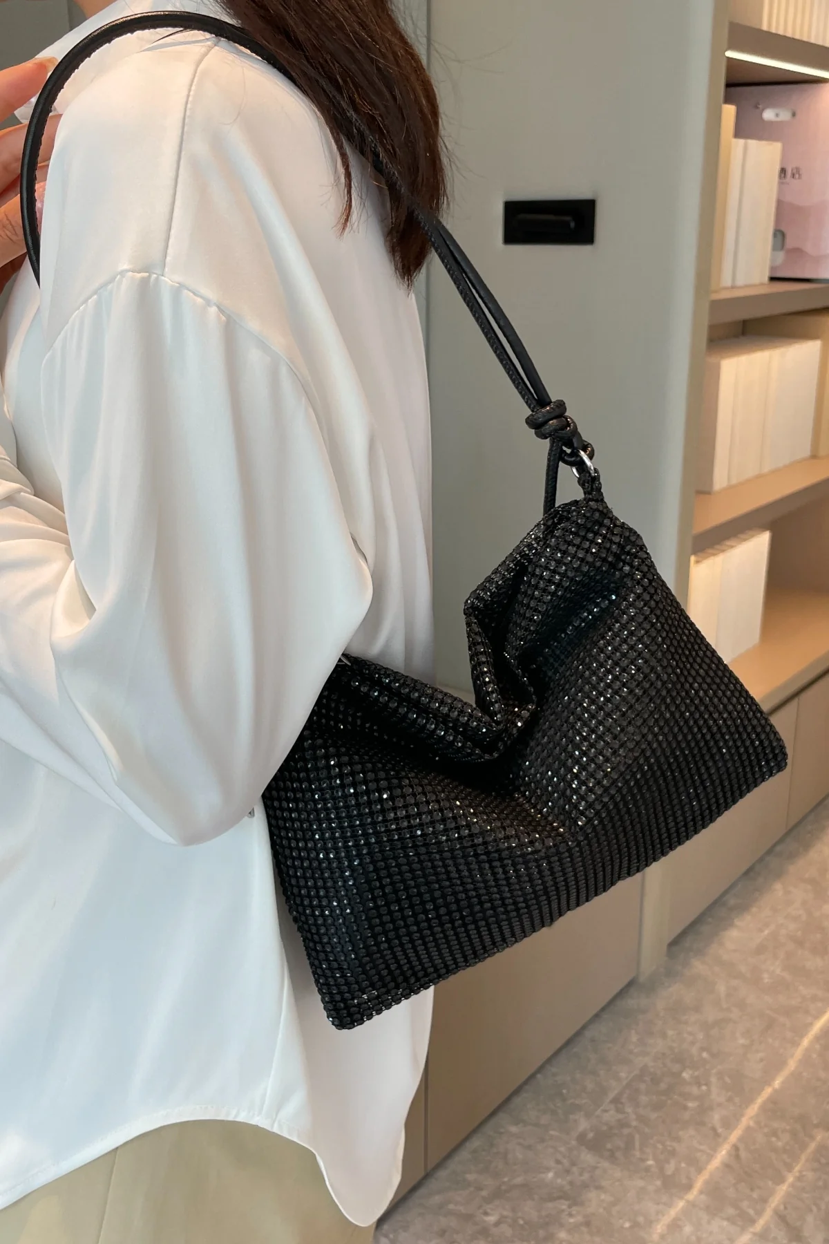 Rhinestone Knotted Strap Crossbody Bag - Image 22