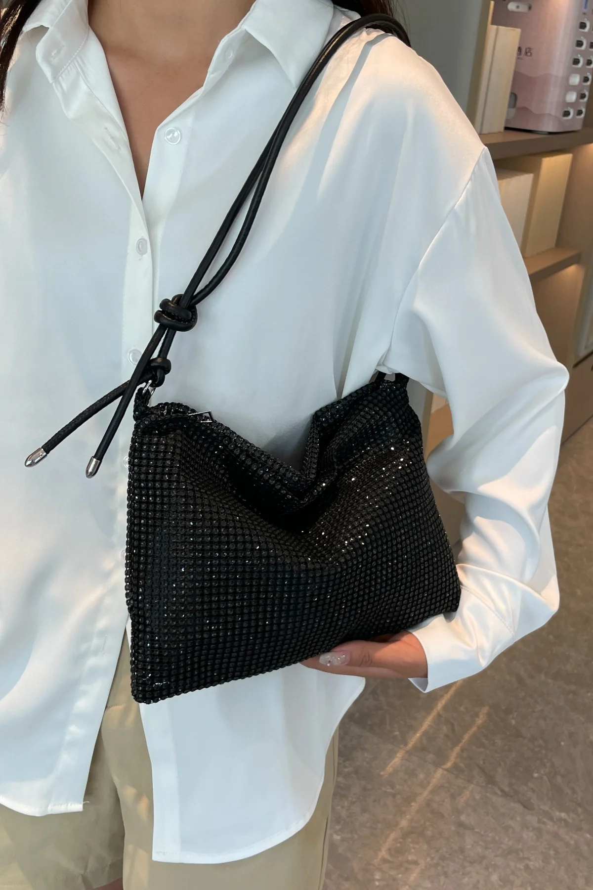 Rhinestone Knotted Strap Crossbody Bag - Image 23