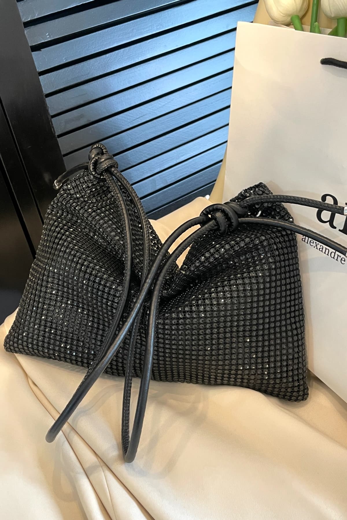Rhinestone Knotted Strap Crossbody Bag - Image 25