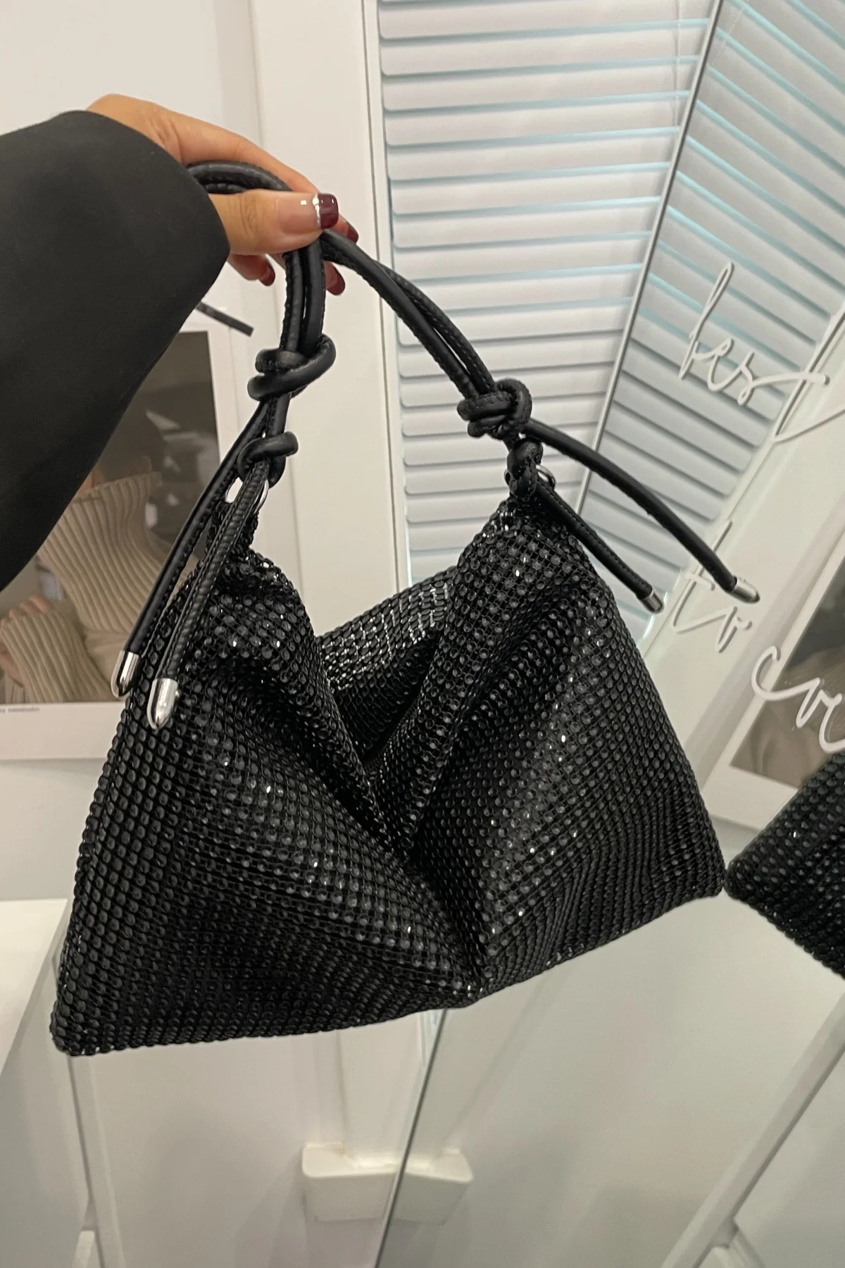 Rhinestone Knotted Strap Crossbody Bag - Image 26