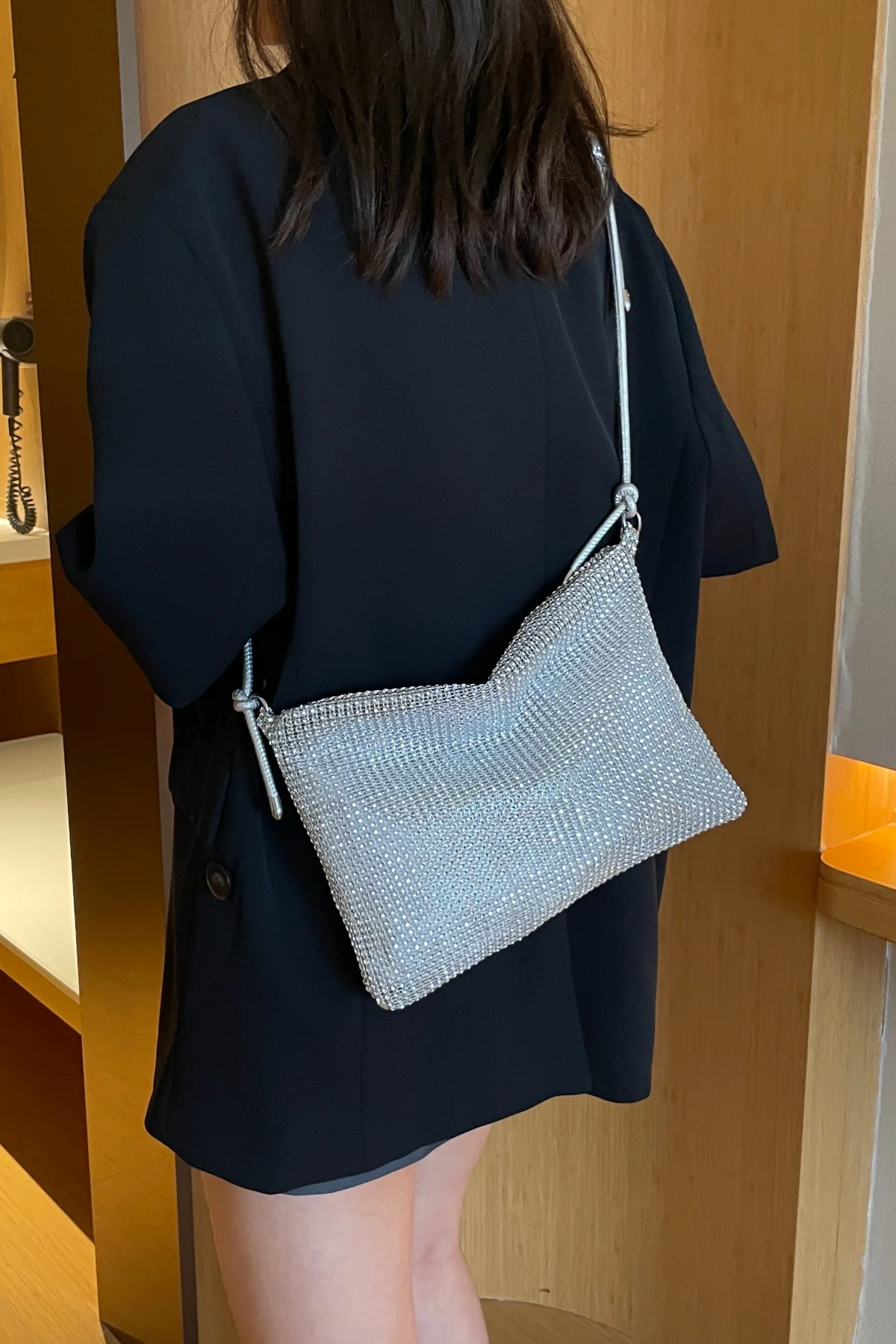 Rhinestone Knotted Strap Crossbody Bag - Image 9