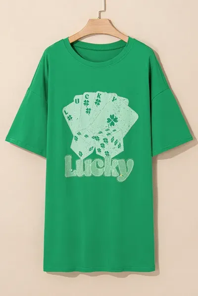 Rhinestone Lucky Poker Cards Oversized T-Shirt - Image 5