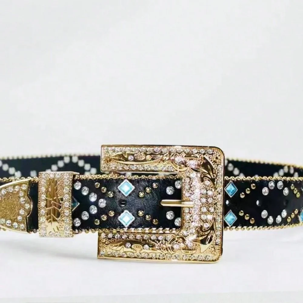 Rhinestone PU Leather Belt - Image 4