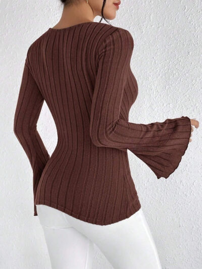 Ribbed Flare Sleeve Top - Image 15