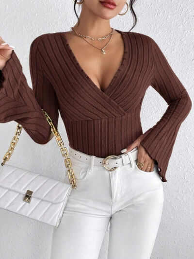 Ribbed Flare Sleeve Top - Image 17