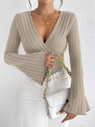 Ribbed Flare Sleeve Top - Image 3
