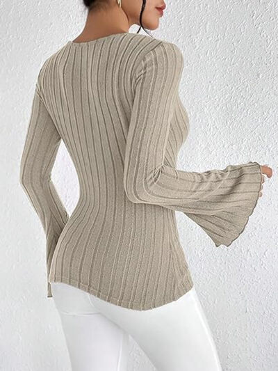 Ribbed Flare Sleeve Top - Image 4