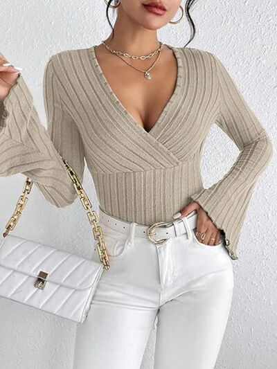 Ribbed Flare Sleeve Top - Image 5