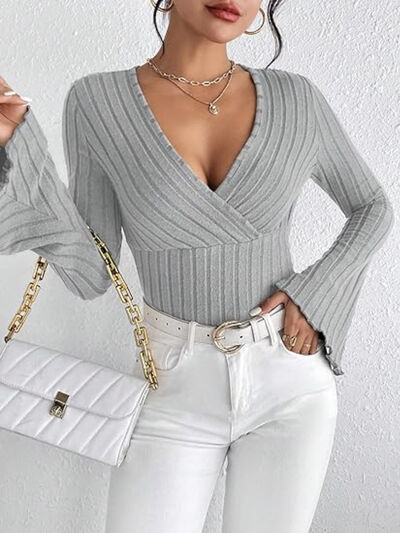 Ribbed Flare Sleeve Top - Image 6