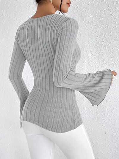 Ribbed Flare Sleeve Top - Image 9